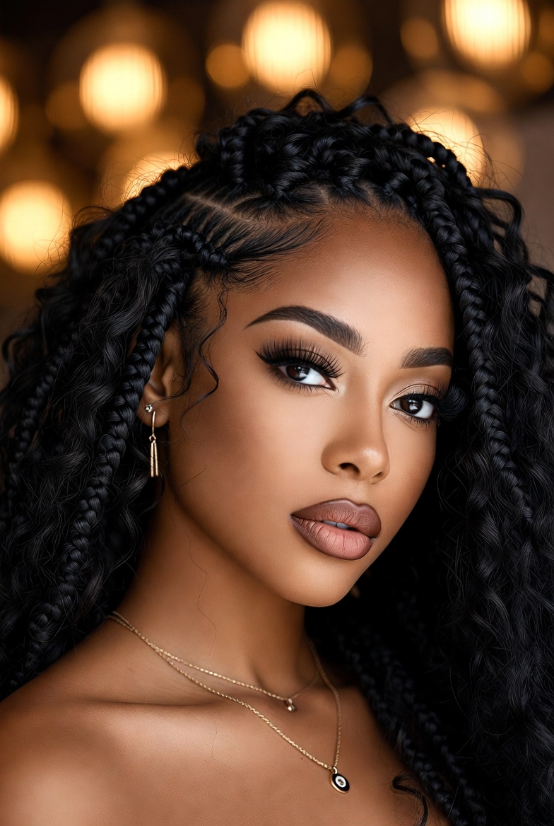 Boho knotless braids